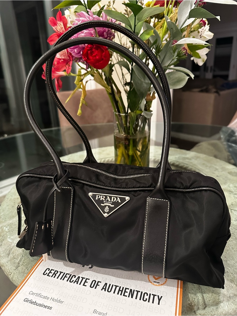 Authentic Prada Black Nylon Shoulder Bag w/ Lock - Iconic Designer Tote - Picture 2 of 15